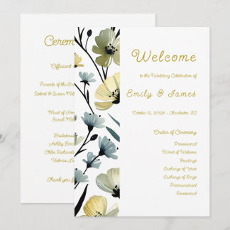Sage Green & Soft Yellow Botanical Weddin Programme
