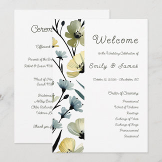 Sage Green & Soft Yellow Botanical Weddin Programme