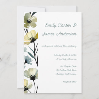 Sage Green & Soft Yellow Botanical Wedding Invitation