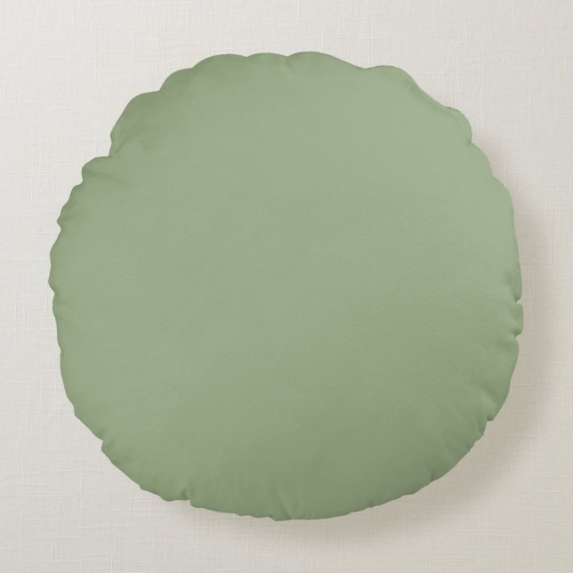 Sage Green Solid Color Round Cushion (Front)