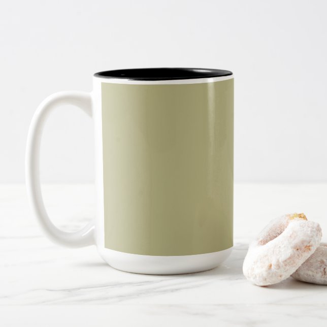 Sage Green Solid Colour | Classic | Elegant Two-Tone Coffee Mug (With Donut)