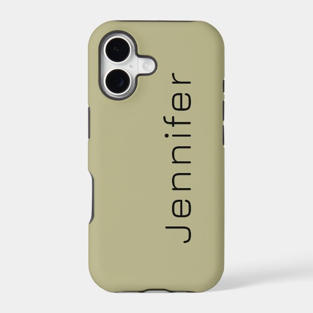 Sage Green Solid Colour | Minimalist Name (Back)