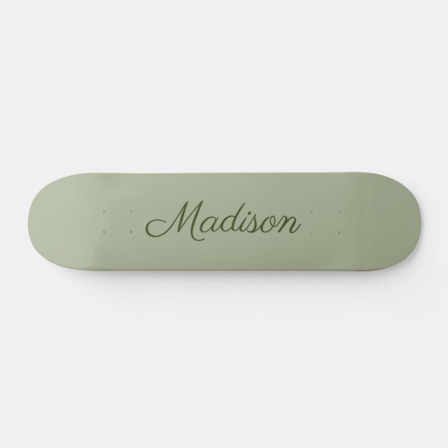 Sage Green Solid Colour Personalised Skateboard (Horz)