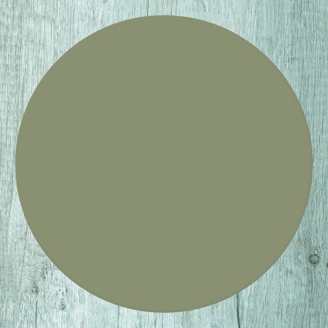 Sage Green Solid Colour Round Paper Coaster (Creator Uploaded)