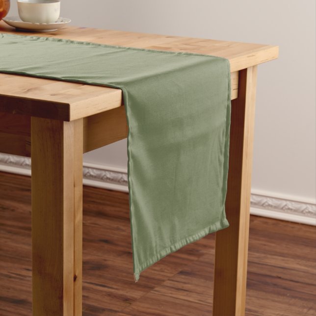 Sage Green Solid Colour Short Table Runner (In Situ)