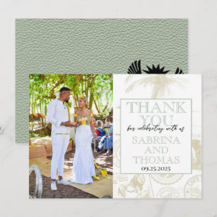 Sage Green South Africa Wedding Photo Thank You Card