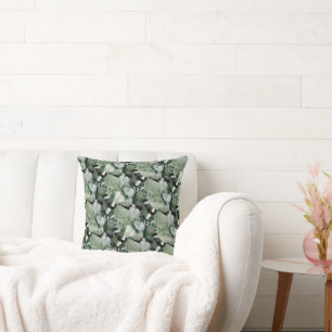 SAGE GREEN SPRING BRANCH BLACK PILLOW