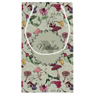 Sage Green Spring Garden Hummingbird Floral Small Gift Bag