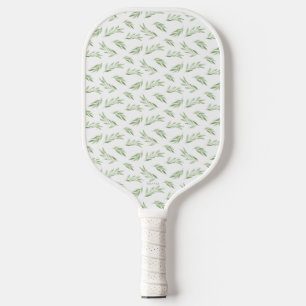 Sage Green Spring Leaves Personalized Name Pickleball Paddle