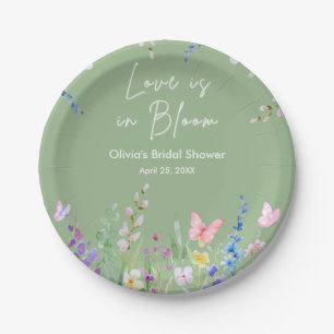 Sage Green Spring Love is in Bloom Bridal Shower  Paper Plate
