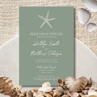 Sage Green Starfish Beach Ocean Rehearsal Dinner