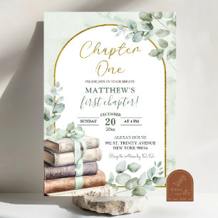 Sage Green Storybook Chapter One First Birthday In Invitation