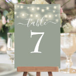 Sage Green String Lights Table Number<br><div class="desc">These stylish sage green string lights double-sided table number cards are perfect for all celebrations. Designed by Thisisnotme©</div>