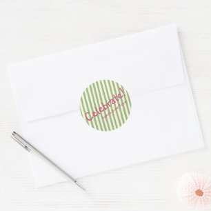 Sage Green Stripe Celebrate Bridal Shower Classic Round Sticker