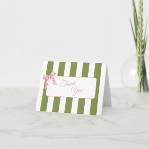 Sage Green Stripe Thank You Card