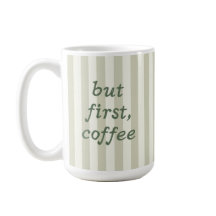 Sage Green Stripe Trendy Cosy Minimalist Tea And