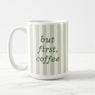 Sage Green Stripe Trendy Cosy Minimalist Tea And Coffee Mug
