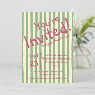 Sage Green Stripe You're Invited Bridal Shower Invitation