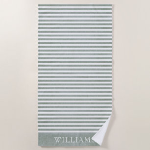 Sage Green Striped Beach Towel