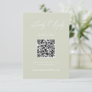Sage Green Striped Classic Wedding RSVP C Card