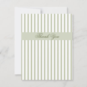 Sage Green Striped Thank You Note Card
