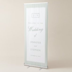Sage Green Striped Wedding Welcome Banner