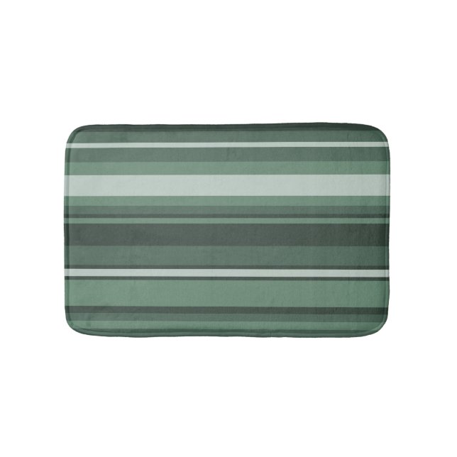 Sage green stripes bath mat (Front)