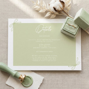 Sage Green Stripes Bow Wedding Enclosure Card
