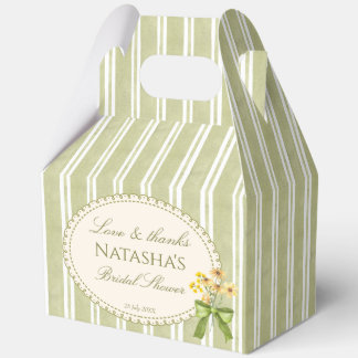 Sage green stripes elegant bridal shower favours favour box