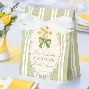 Sage green stripes elegant bridal shower favours favour box