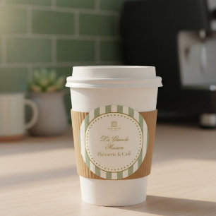 Sage Green Stripes Elegant French Bakery Package Classic Round Sticker