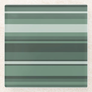 Sage green stripes glass coaster
