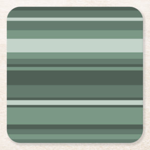 Sage green stripes square paper coaster