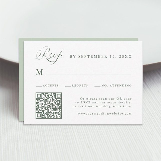 Sage Green Stylish Calligraphy Script Wedding RSVP Card (Creator Uploaded)