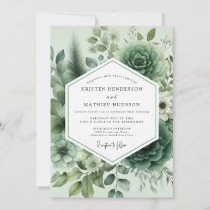 Sage Green Succulent Bloom Wedding Invitation
