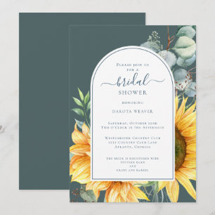 Sage Green Sunflower Green Bridal Shower Invitation