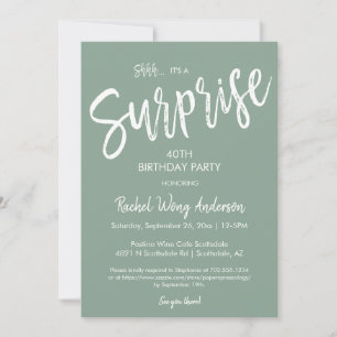 Sage Green Surprise Birthday Retirement Party  Invitation