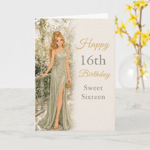 Sage Green Sweet Sixteen Birthday Card