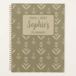 Sage Green Symmetrical Floral Academic Year Planner