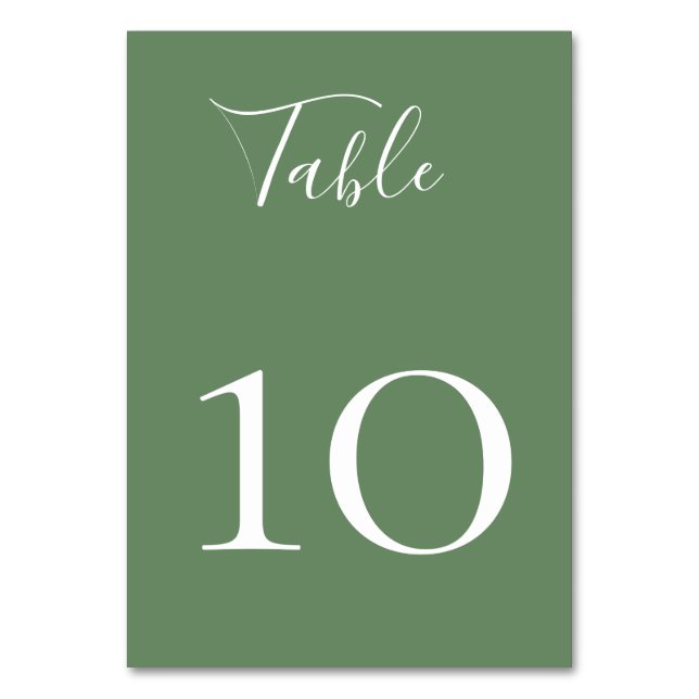 Sage Green Table Number Card (Front)