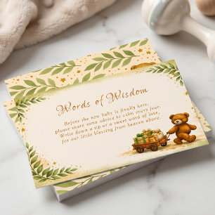 Sage Green Teddy Bear Baby Shower Advice Enclosure Card