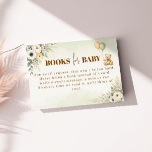 Sage Green Teddy Bear Books for Baby Enclosure Card
