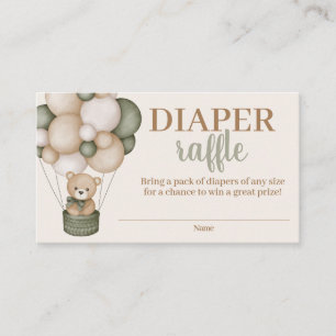 Sage Green Teddy Bear Diaper Raffle Enclosure Card