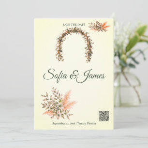 Sage Green Terracotta Pampas Arch Save The Date