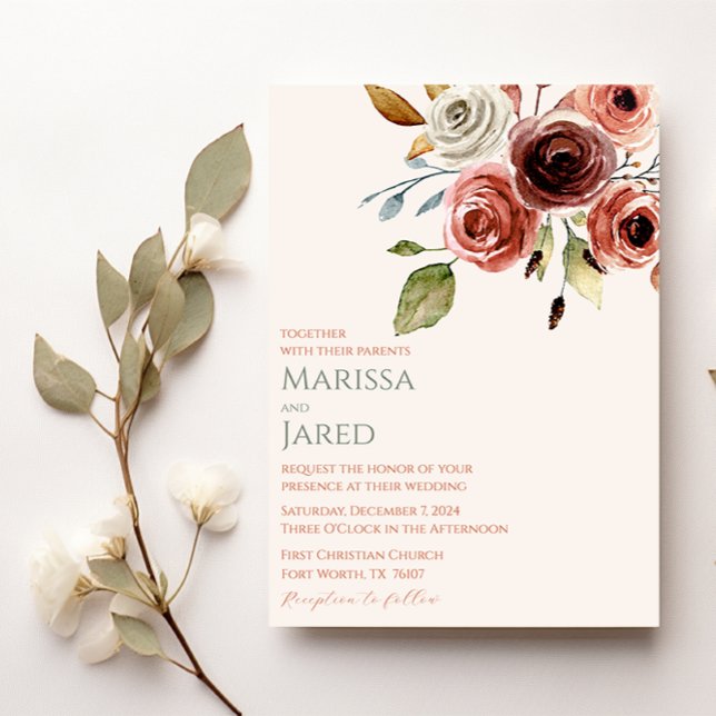 Sage Green Terracotta Wedding Floral Invitation (Creator Uploaded)