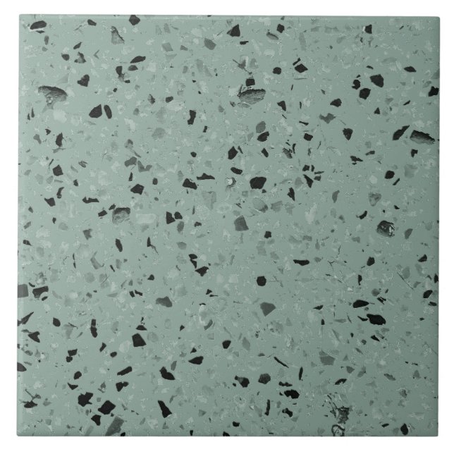 Sage Green Terrazzo Modern Minimal Medium Colour Tile (Front)