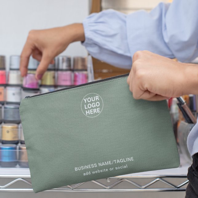 Sage Green Text & Logo l Promotional Business  Accessory Pouch (Creator Uploaded)