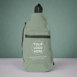 Sage Green Text & Logo l Promotional Business Sling Bag