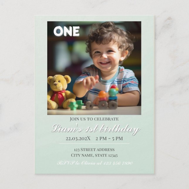 Sage Green Thank You Birthday Postcard (Front)