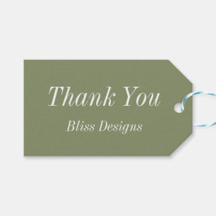Sage Green Thank You Business Simple Gift Tags